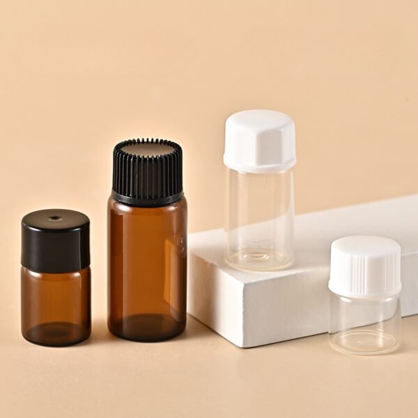 Amber Essential Oil Glass Bottles with Black Caps 1ml 2ml 3ml 5ml
