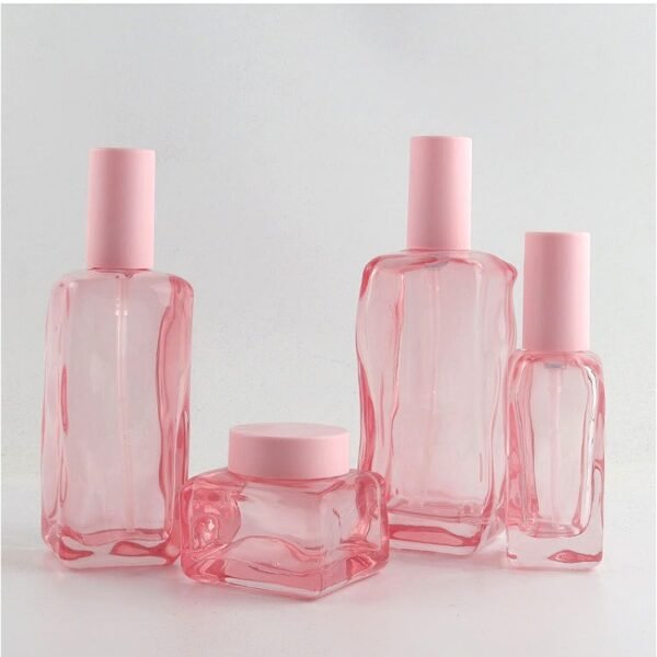Elegant Pink Square Cosmetic Packaging Empty Cream Container