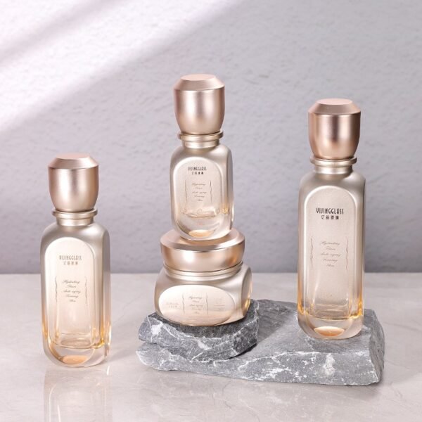 Luxury Empty Glass Cosmetic Containers 120ml Pump Bottle Cream Jar - Image 2