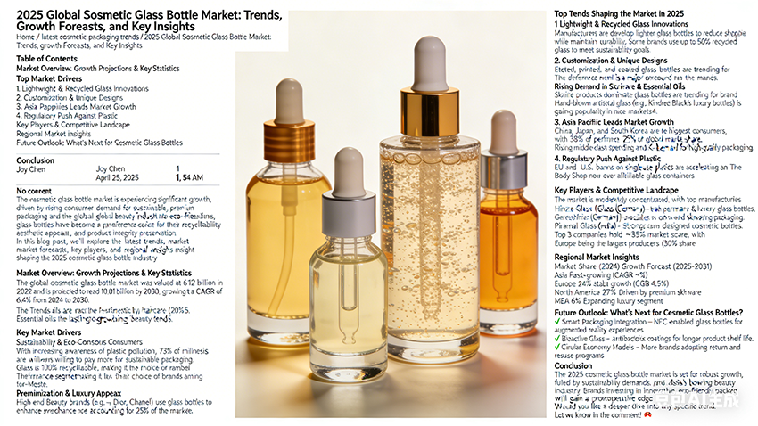 2025 cosmetic glass bottle market future outlook sustainable premium beauty packaging competitive edge eco-friendly skincare containers