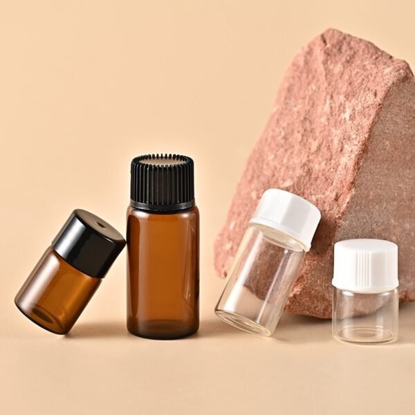 Amber Essential Oil Glass Bottles with Black Caps 1ml 2ml 3ml 5ml - Image 2