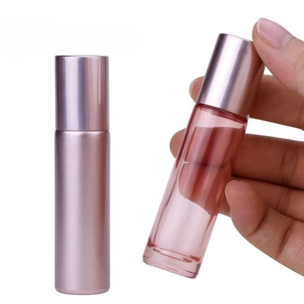 Rose Gold Clear Glass Roller Bottles 5-10ml with Steel Balls - Image 5