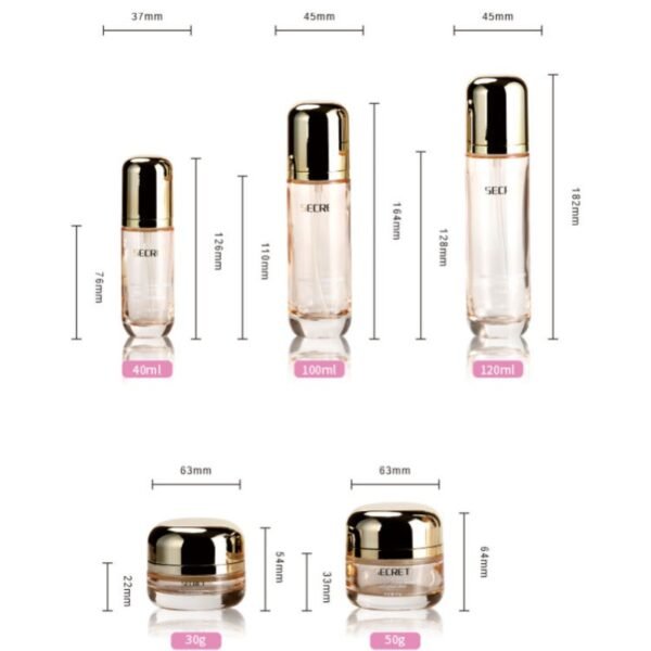 Empty Clear Lotion Pump Bottle 40ml 100ml 120ml Serum Bottle 30g 50g Glass Cream Jar - Image 6