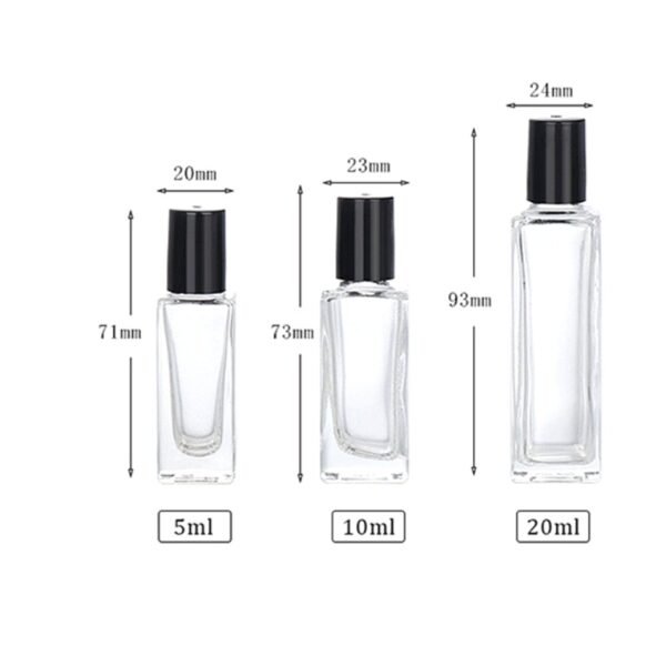 5ml10ml 20ml Empty Square Clear Glass Bottles with Roller - Image 6