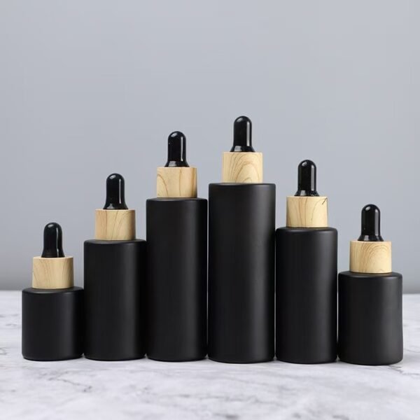 Skin Care Dropper Bottle Matte Black Serum Glass Bottles