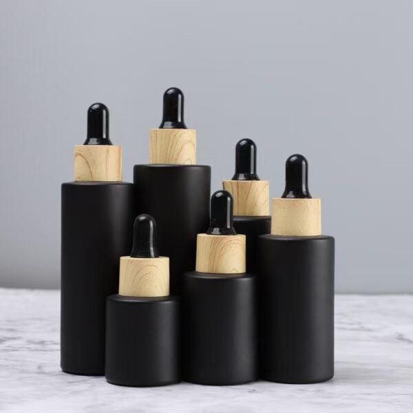Skin Care Dropper Bottle Matte Black Serum Glass Bottles - Image 2