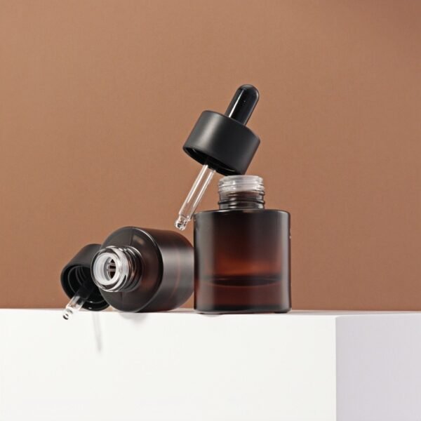 Custom Logo 30ml Frosted Amber Glass Dropper Bottle - Image 3