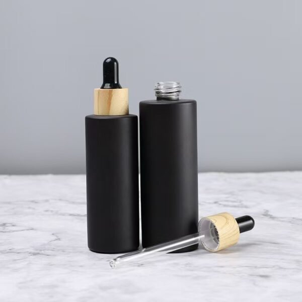 Skin Care Dropper Bottle Matte Black Serum Glass Bottles - Image 3