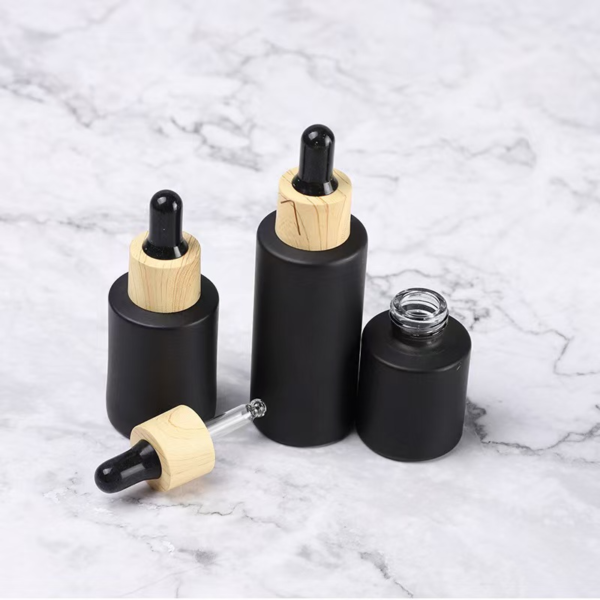 Skin Care Dropper Bottle Matte Black Serum Glass Bottles - Image 5