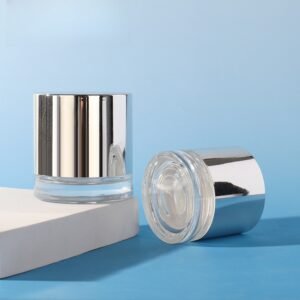 high silver cap empty glass jar 50g cream container new skincare jar skincare packaging
