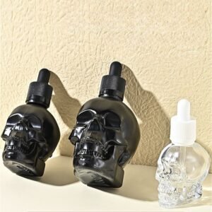 Custom Clear Cosmetic Packaging Skull Glass Dropper Bottle
