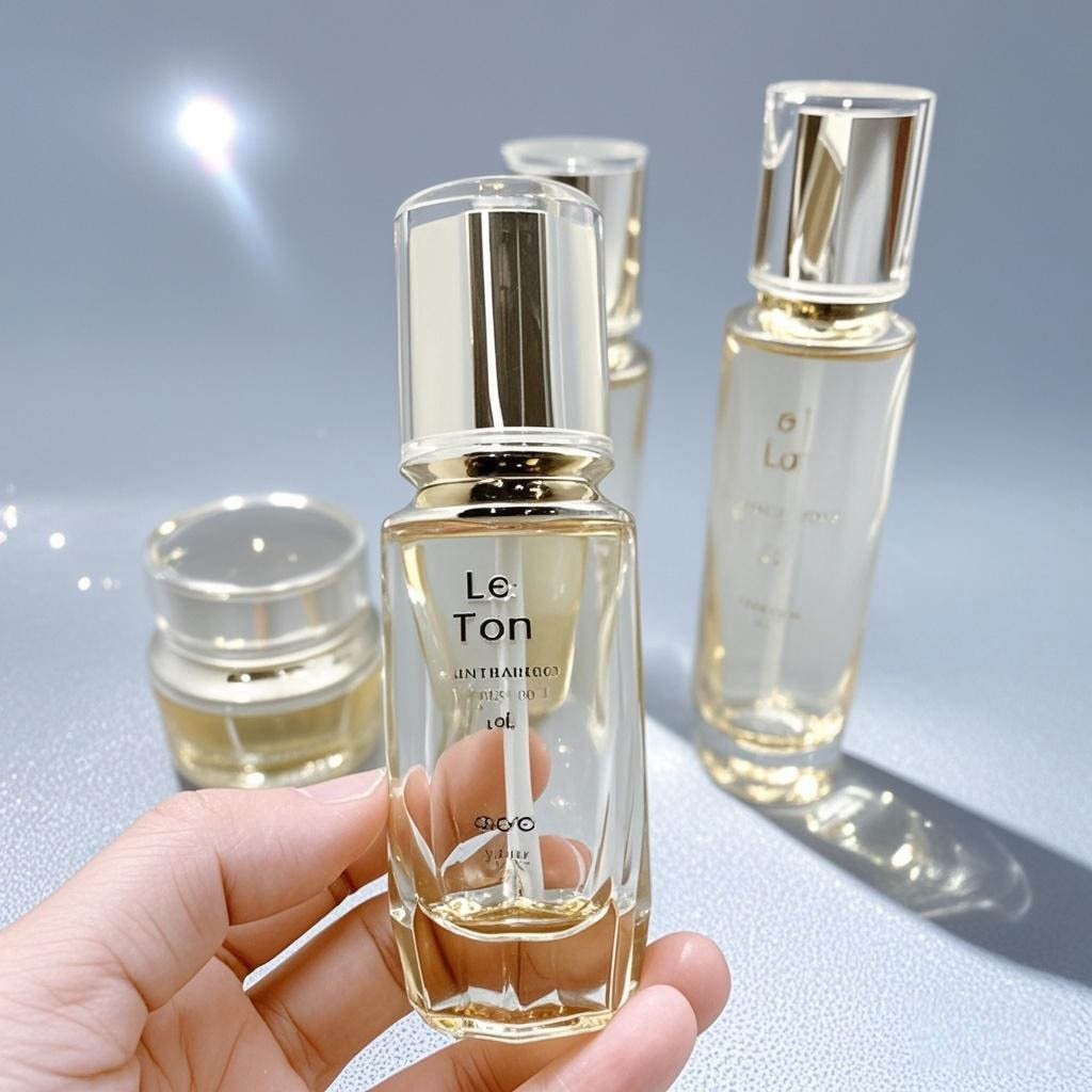 Matching wide-mouth cream jar with secure black matte lid