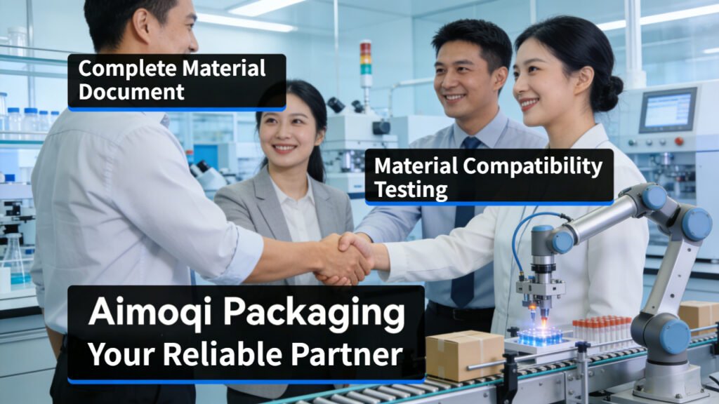 aimoqipackaguing your repliable partner for cosmetic packaging and skincare packaging. We have complete material document, metiral compatibility test, guaranrtee your product safety and quality.