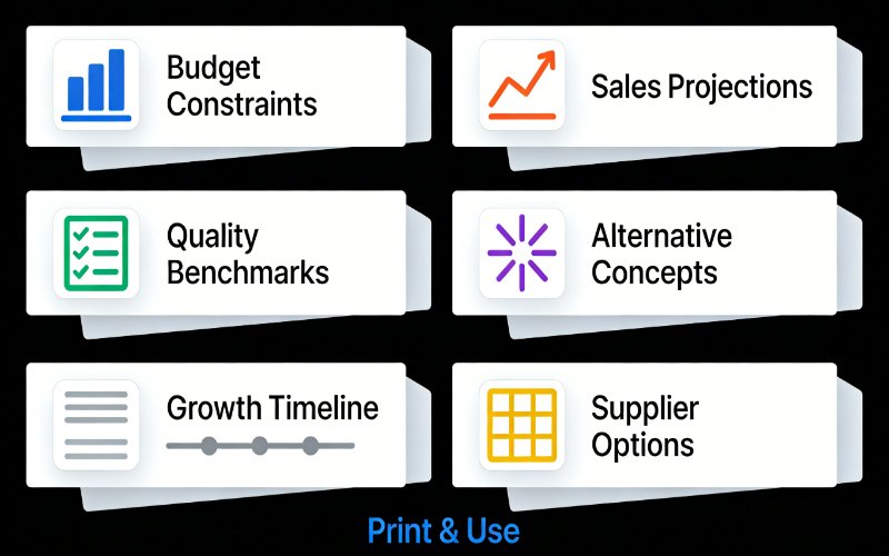 MOQ negotiation preparation checklist for cosmetic packaging suppliers including budget constraints, quality benchmarks, and supplier options for serum bottles and pump packaging
